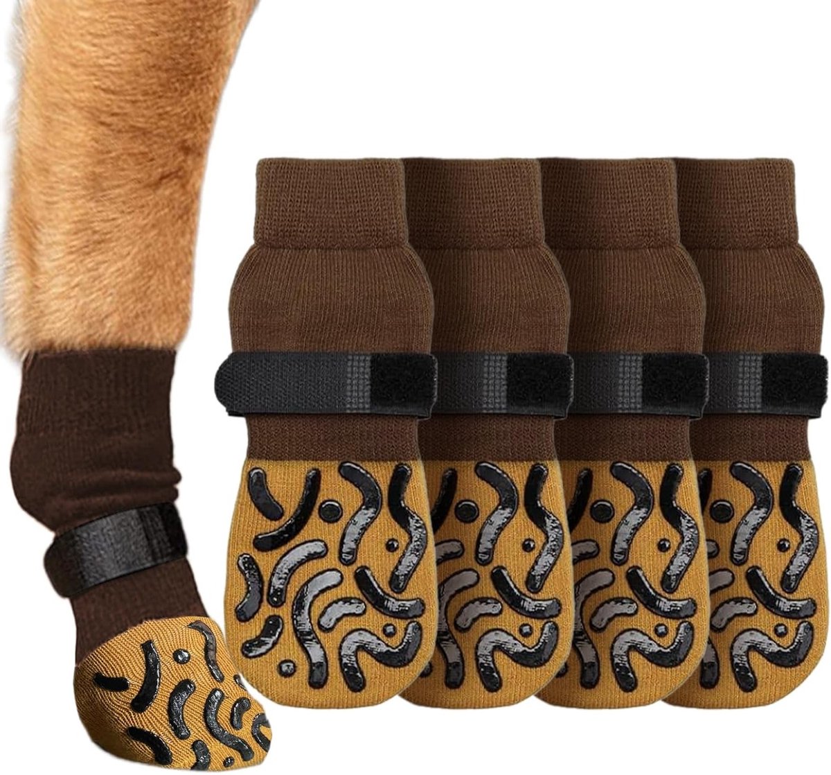 2 Paar Antislip Hondensokken met Handvatten, Sterke Grip en Verstelbare Pootbeschermers voor Binnen en Buiten, Ideaal voor Puppy en Volwassen Honden