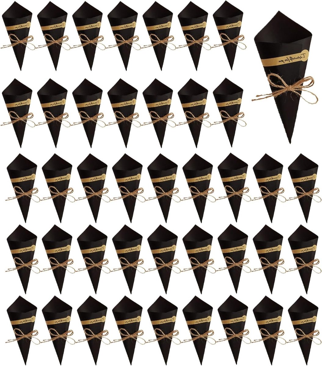 50 Stuks Kraft Papieren Cones voor Bruiloften, Vintage Stijl voor Snoep, Boeketten en Feesten