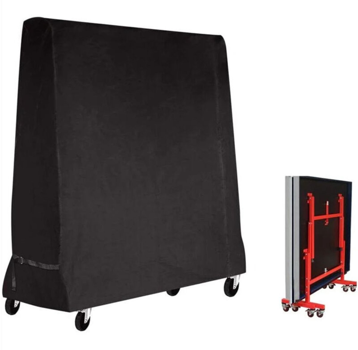 1 zwarte hoes voor tuinmeubelen (165 x 70 x 185 cm), waterdichte hoes voor pingpongtafel voor buiten.