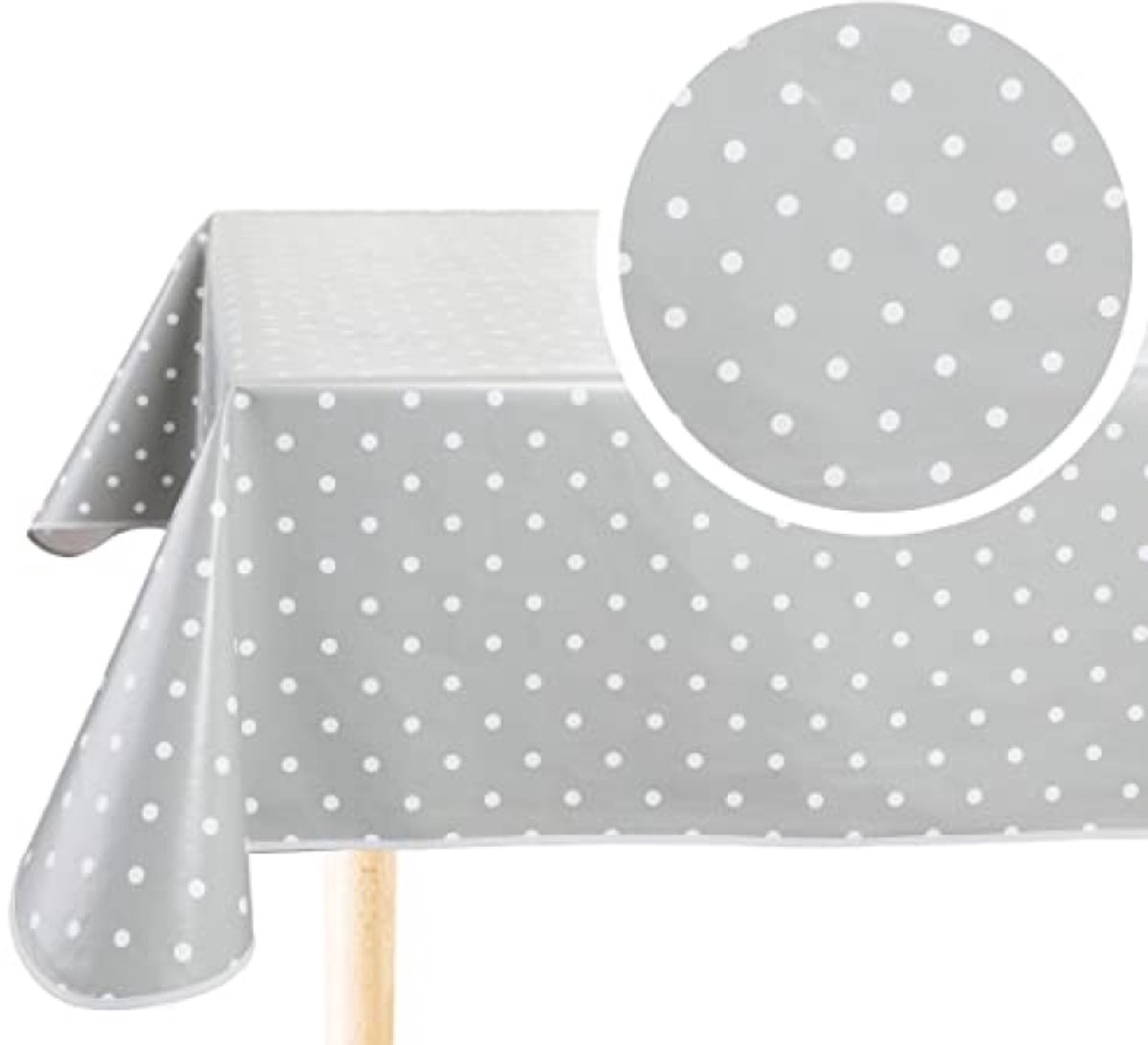 PromoHome Tafelkleed Vlekbestendig PVC - Rechthoekig 140 x 180 cm - Lichtgrijs - Vuilafstotend & Waterdicht