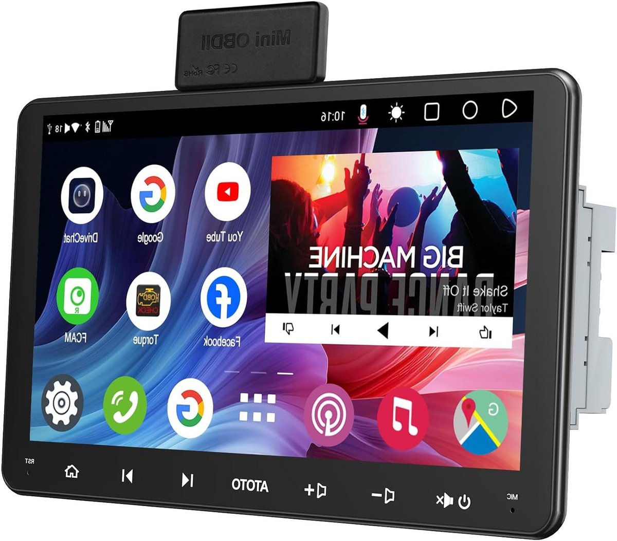 [9 inch] ATOTOEXCEL A6PF Autoradio 2 Din Android met OBD2 Diagnosescanner, 9'' DAB Radio, Draadloos CarPlay en Draadloos Android Auto, WiFi/BT/USB Tethering, DSP 36EQ, 2G+32G, A6G209PF-S04
