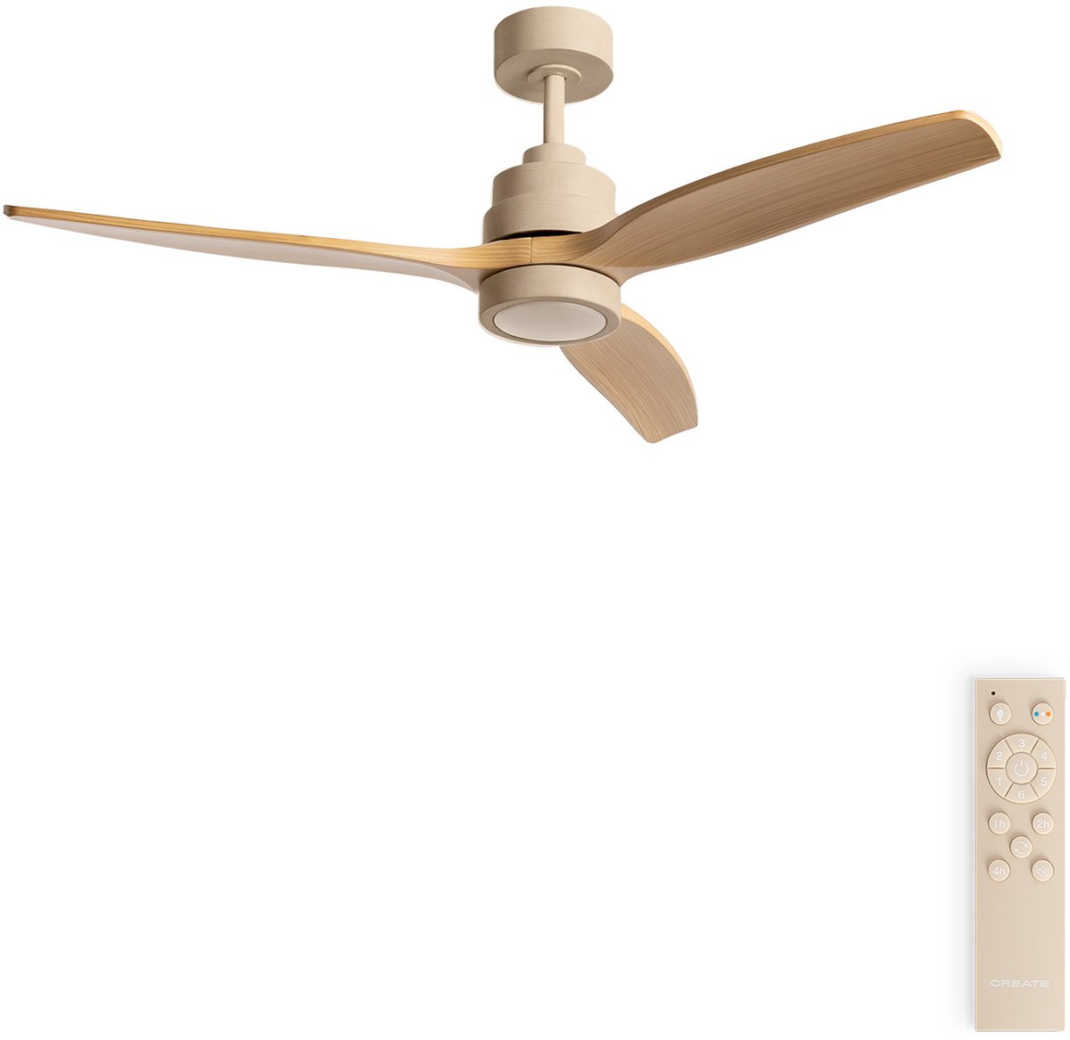 CREATE - Stille plafondventilator van 40 W met technische ABS-bladen, verkrijgbaar in verschillende maten - M - Met licht - Afstandsbediening - WIND STYLANCE