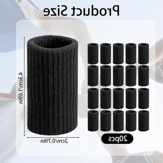 Set van 20 Vingerbeschermers, Nylon Elastische Vingerbandage voor Artritis en Sport, Pijnverlichting en Compressieondersteuning, Zwart en Duurzaam — afbeelding 5