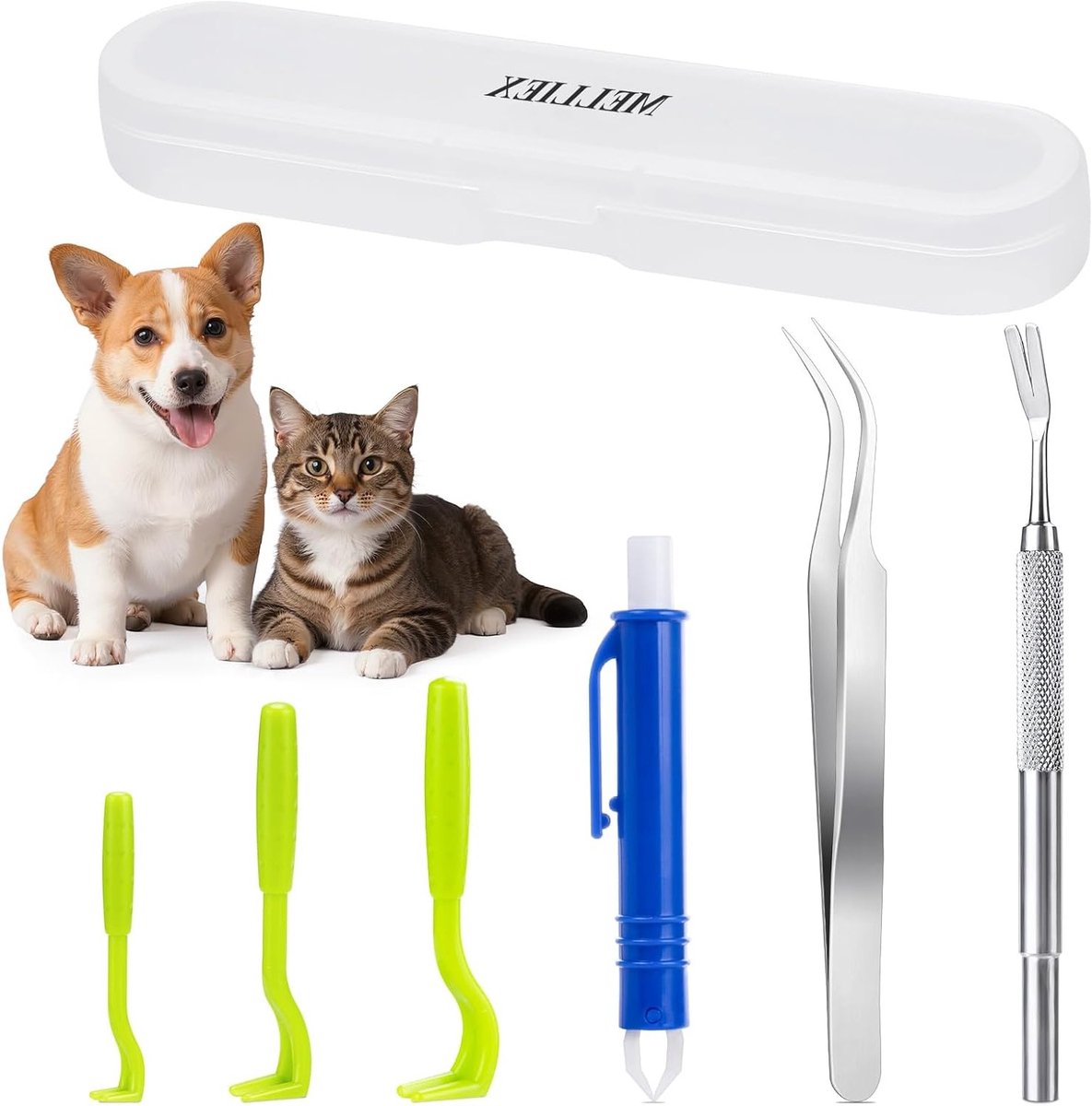 Tick Pliers Set van 6 - RVS Teken Verwijderaars voor Mens, Hond, Kat en Kinderen met Opbergetui