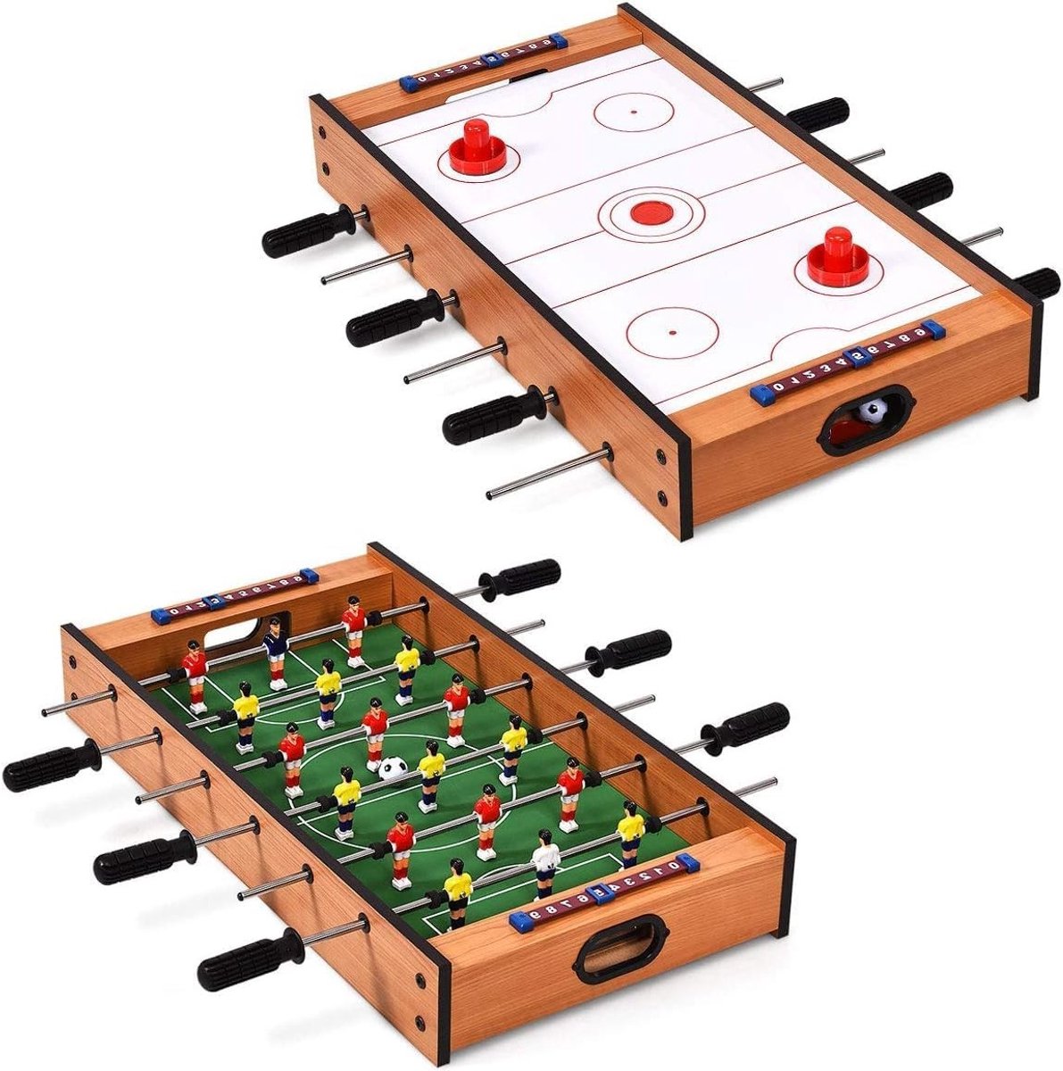 2-in-1 Mini Voetbal en Airhockey Tafel voor Gezinnen, Interactief Spel voor Kinderen en Ouders, Perfect voor Spelletjesavonden
