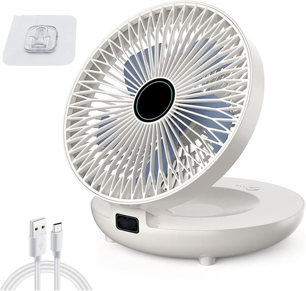 Oplaadbare Wandventilator - Kleine Bureauventilator - Thuis Kantoor - Opvouwbaar Ontwerp - 3 Snelheden - Wit
