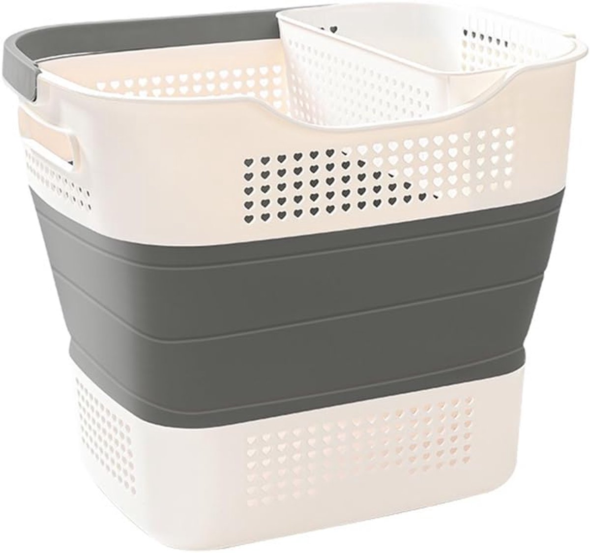 Ulisem - Wasmand - Opvouwbare wasmand - Inclusief binnenzak voor ondergoed - 41x35x23 cm - Sterke groene bodem - Ademend wit bovenstuk - Ergonomische handgrepen - Multifunctioneel voor thuis - Grijs