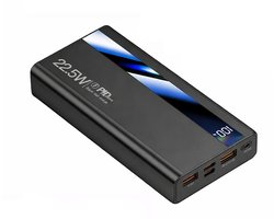Powerbank 30.000 mAh - Snellader 22.5W – Extra USB-C Naar USB-C Kabel – Supersnel Opladen – Compact & Krachtig - Noodpakket