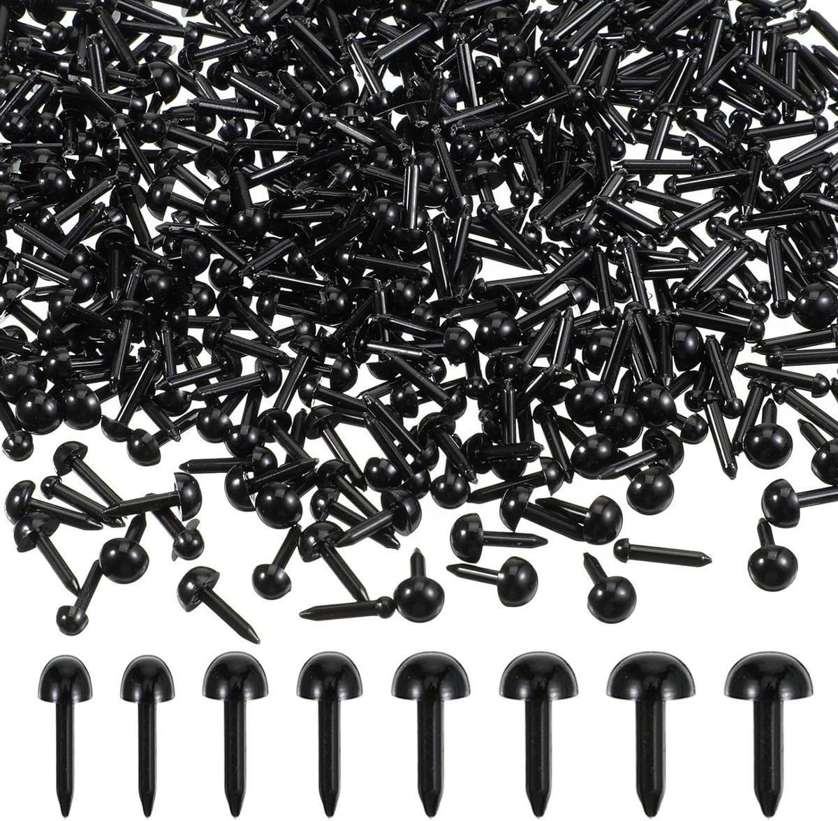 500 Stuks Gehaakte Dierenogen, Zwarte Naaldvilt Ogen 3mm/4mm/5mm/6mm voor Knuffels, Naaldvilt en Creatieve DIY Projecten