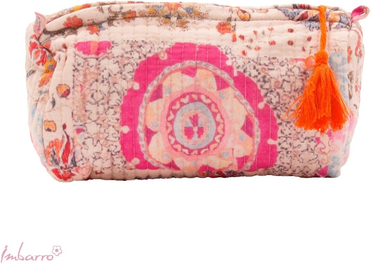 Imbarro - Home & Fashion - Pouch - Toilettas - Makeup Tas - Suna – Katoenen Etui met Kwastje – 12 x 19 cm