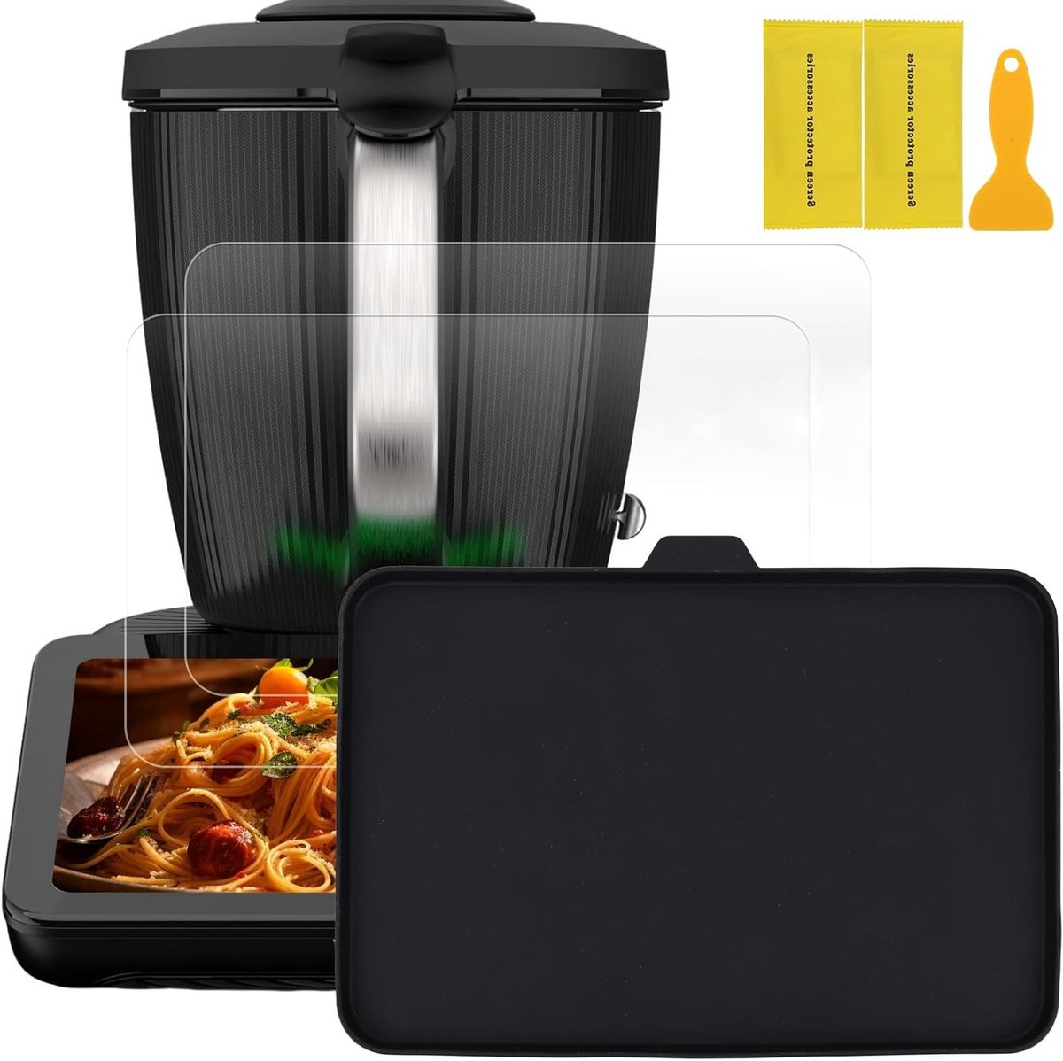 3 Stuks Displaybeschermfolieset voor Thermomix TM7 - Ultra-transparante Bescherming, Zwarte PMMA Afdekking en Accessoires voor Optimaal Gebruik