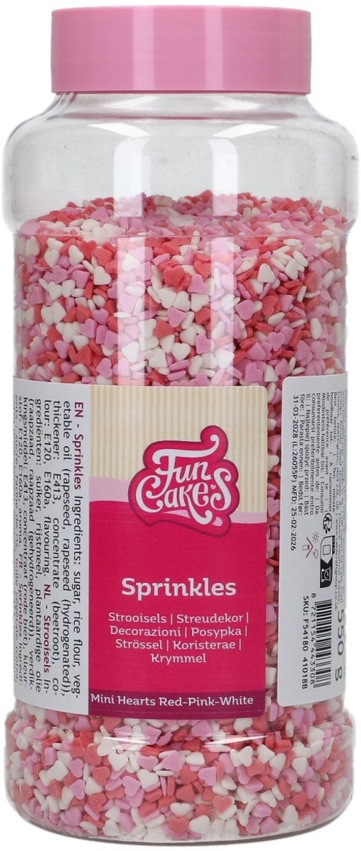 FunCakes Mini Hartjes Rood Roze Wit 550g
