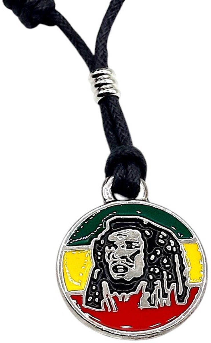 halsketting - waxkoord - Bob Marley - hanger - 40 cm