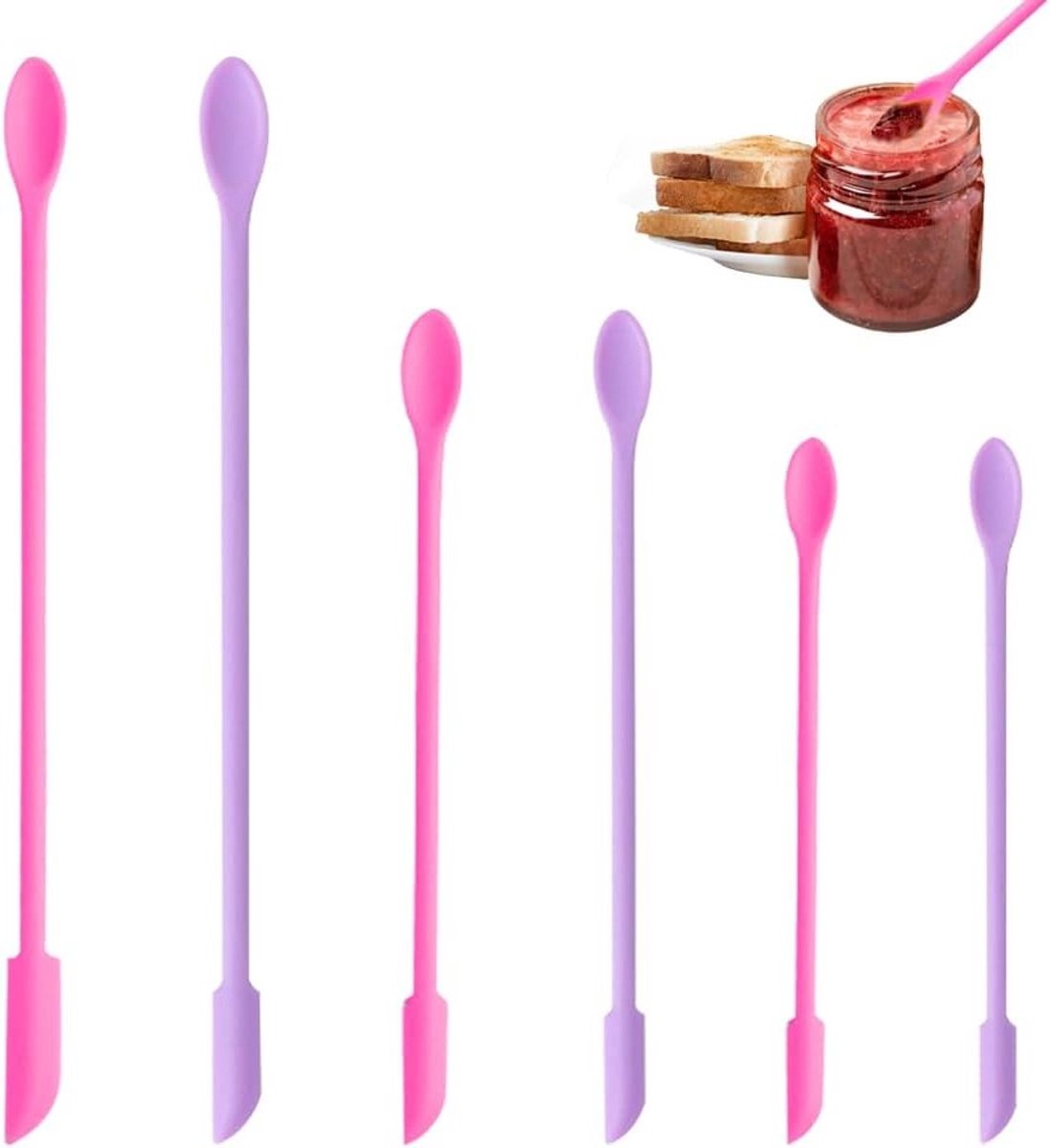 Set van 6 Mini Silicone Spatels voor Cosmetica - Multifunctionele Spatula's voor Crème, Scraper en Roeren van Make-up in Smalle Flessen