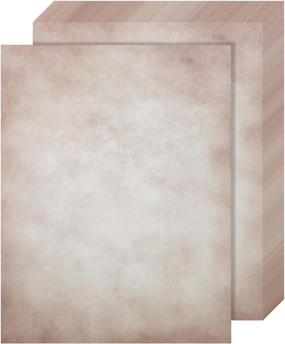 Vintage Briefpapier, 30 Vellen Afvalpapier DIN A4, Middeleeuwse Kraft Papier voor Uitnodigingen en Brieven, Dubbelzijdig Bedrukt met een Perkamentachtige Look