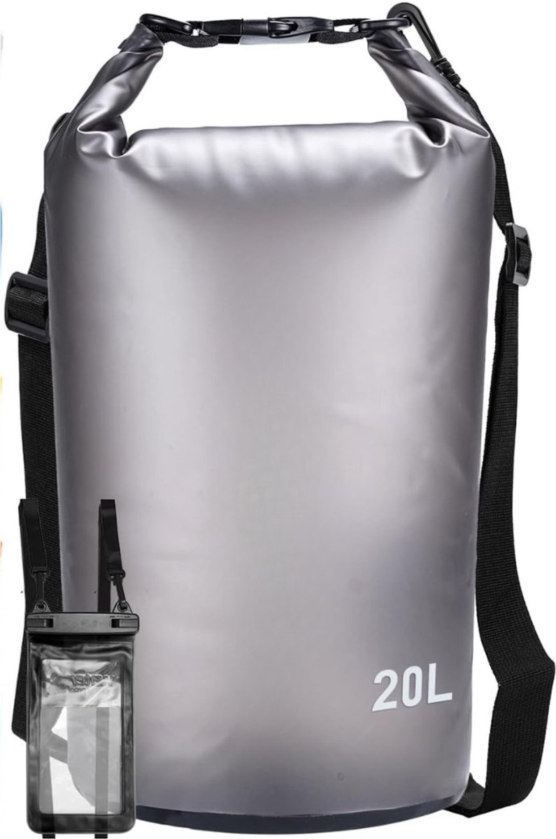 Drybag met Ajusteerbare Riem & Roltop Sluiting - Waterdichte Tas / Rugzak - Strandtas - Zwemtas - Wetbag - Droogtas - Outdoor Tas - PVC - 20L - Zwart - van Imperatoris