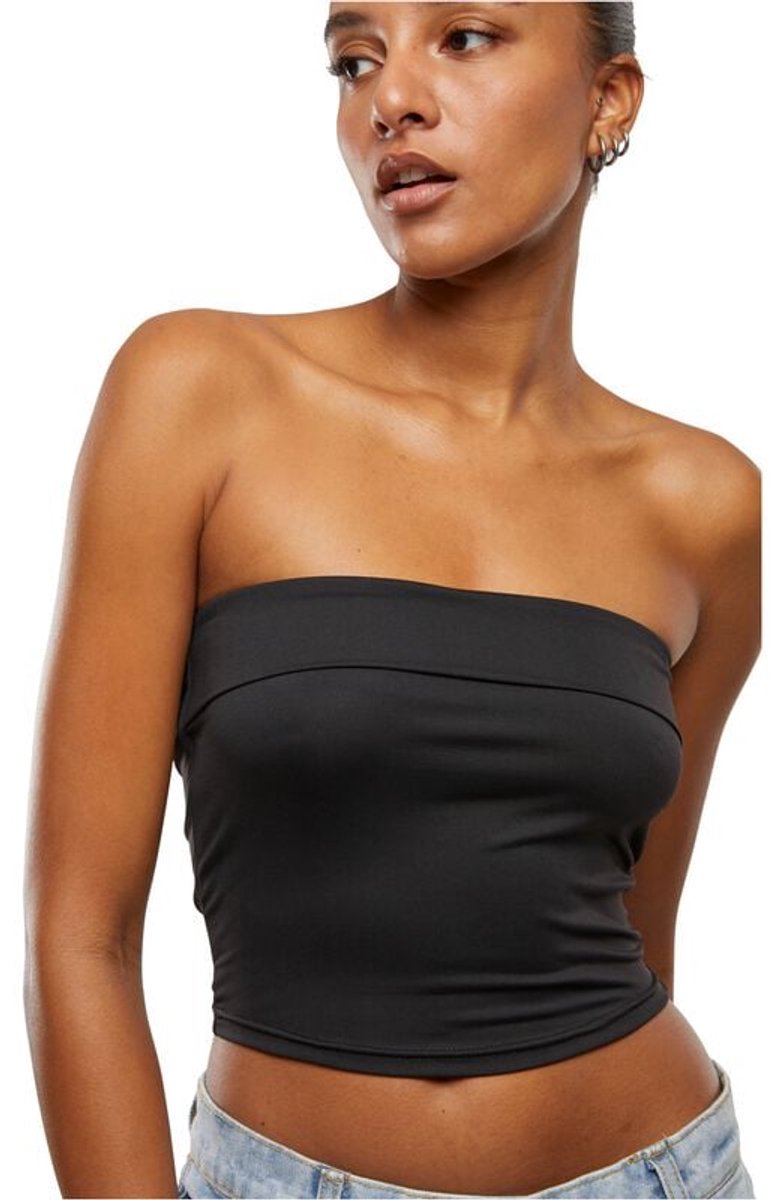 Urban Classics Bandeau CropTop Dames Top – L Zwart