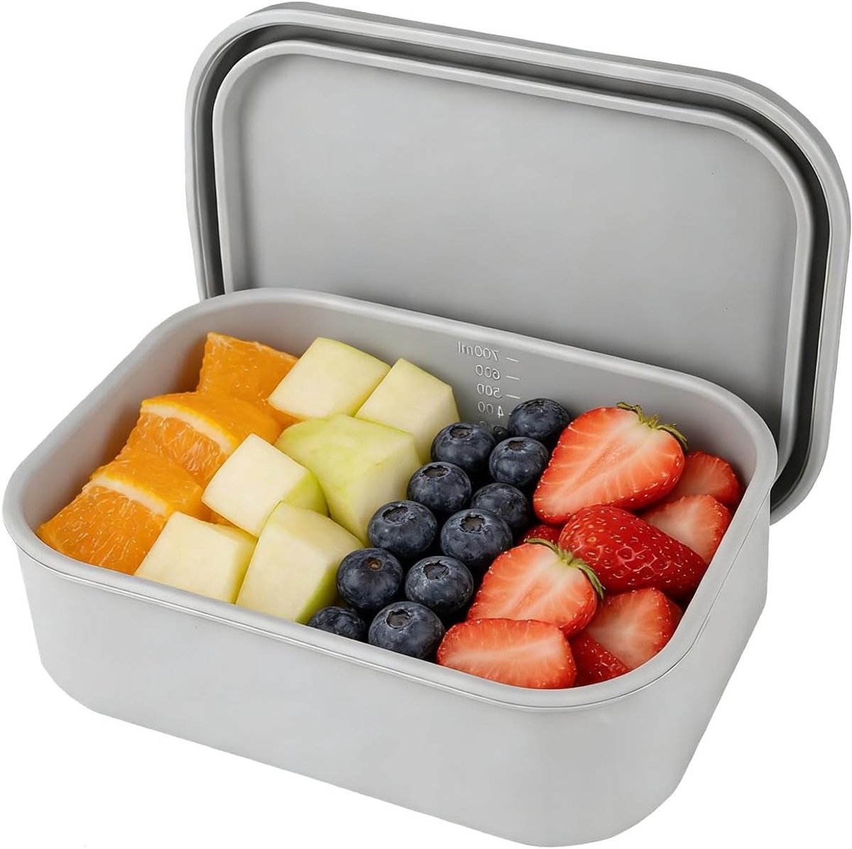 Lunchbox van silicone 17.5 x 12.5 x 5.5 cm, 700 ml, Lekvrij, Warmtebestendig, Ideaal voor Maaltijdvoorbereiding en Tussendoortjes