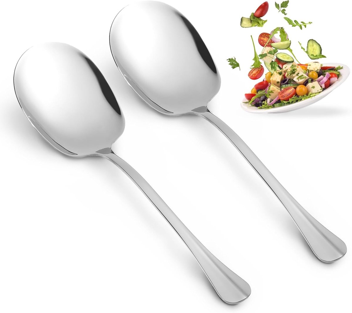 Grote RVS Opscheplepels 25 cm - Kooklepel met Lange Handgreep voor Salades, Buffetten en Feestjes