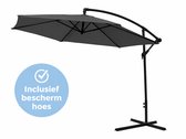 Zweefparasol met Voet 300 cm - Kantelbaar - Parasol met Ventilatie - Inclusief Beschermhoes - Antraciet