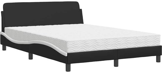 vidaXL-Bed-met-matras-kunstleer-zwart-en-wit-120x200-cm