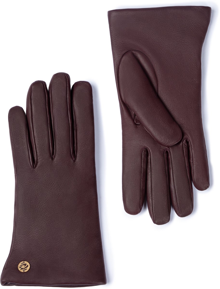 Isabel Bernard Honoré Eleanor Bordeaux Red goatskin leather gloves IB67000-352-7.5 - Rood