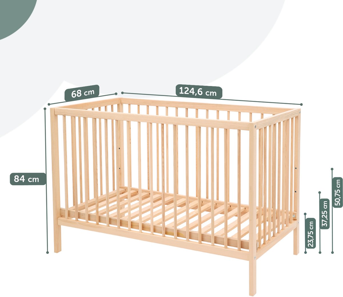 Ledikant Ledikant 60x120 Open Natural Bedje - afbeelding 3