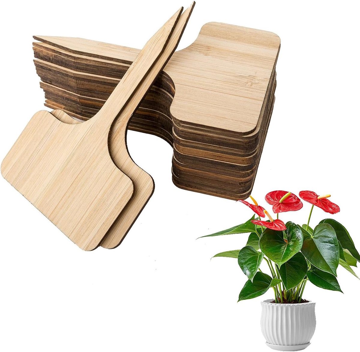 40 Stuks Weerbestendige Plantlabels van Hout, Duurzame Tuinaccessoires voor Plantenidentificatie en Organisatie