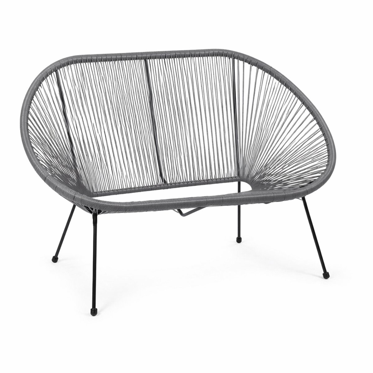 Monza Home® Tuinbank 2-zits – Grijs PE Rattan – Weerbestendige Buitenbank – Metalen Frame – 120 cm