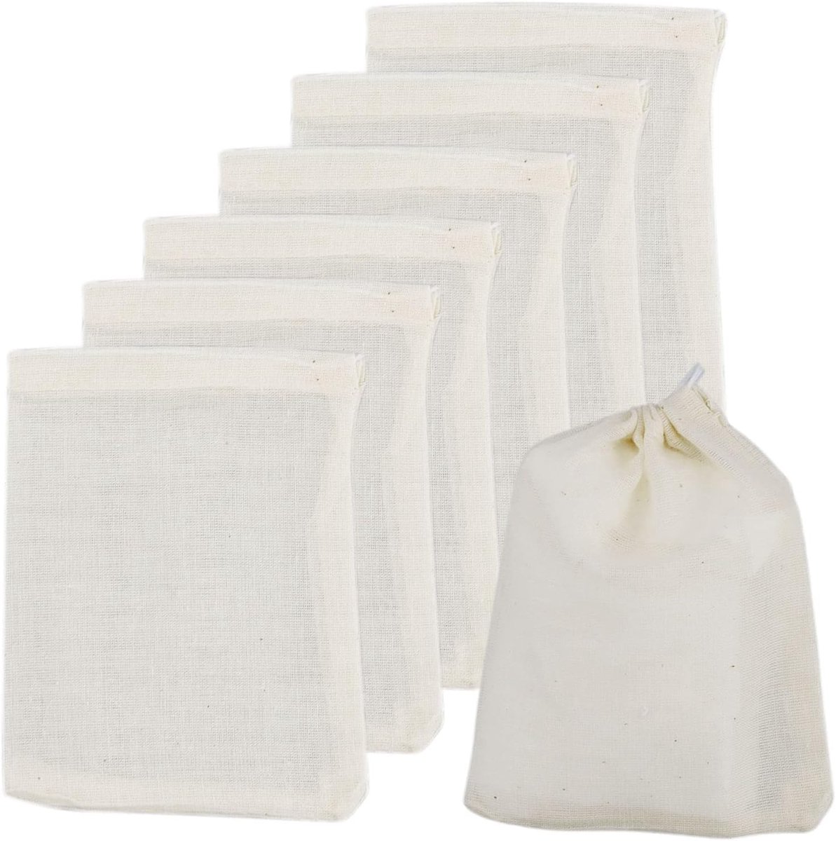 50 Pack Katoen Mousseline Trekkoord Zakken, 10 * 8 cm Katoen Herbruikbare Mesh Zakken Thee Koffie Filter Kruiden Opslag