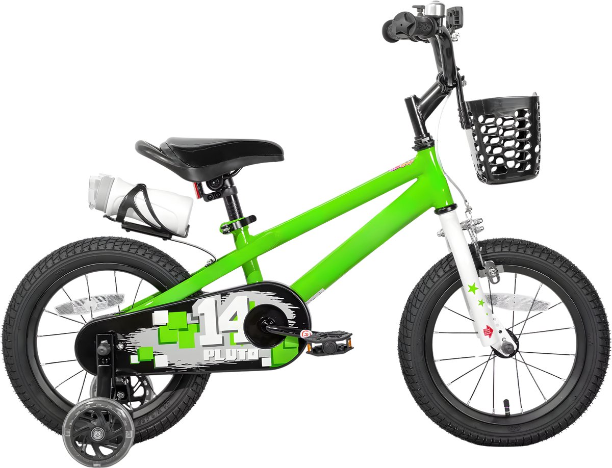 Happiq Kinderfiets – Voor kinderen van 3-12 jaar – Met oplichtende zijwieltjes – Groen 36 cm