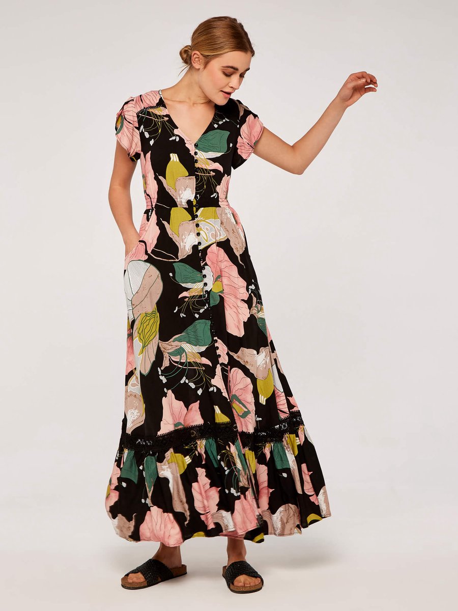 Maxi-jurk met grafische bloemenprint