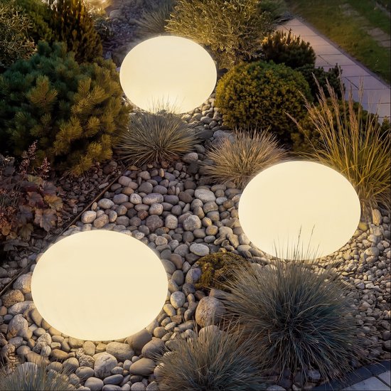 tectake® LED Tuinlamp - Tuinverlichting met Afstandsbediening - 12W LED - 16 Kleuren - Ø35 x 28,5 cm - Weerbestendige Feestversiering - Tuindecoratie - Buitenlamp met Lichtbron - Lichtbol - Lichtbollen voor Buiten - Bol Lamp - Tuinbol