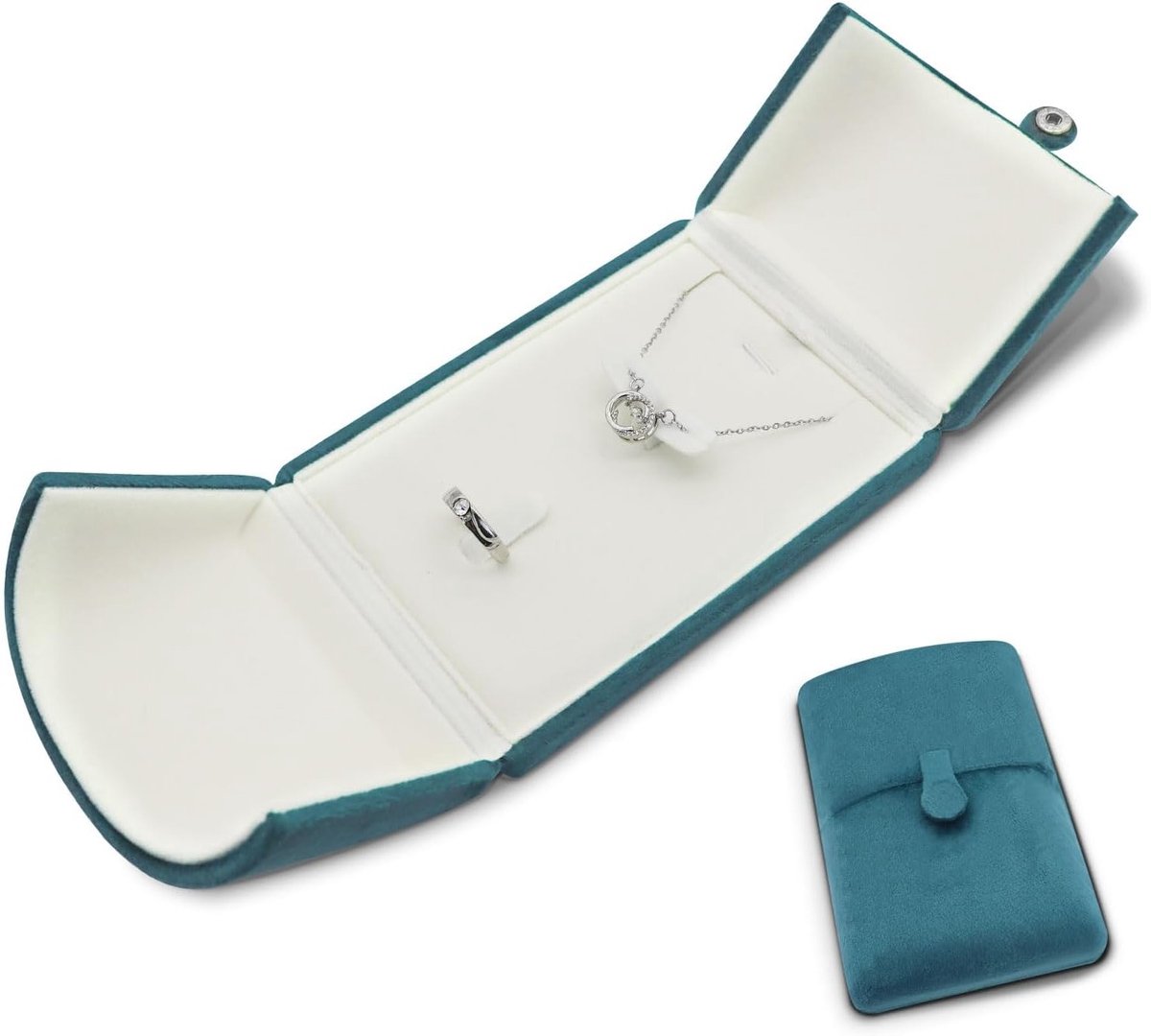 Compacte Reis Sieraden Doos voor Ringen, Kettingen, Oorbellen en Armbanden - Draagbare Organizer en Display Case in Blauw