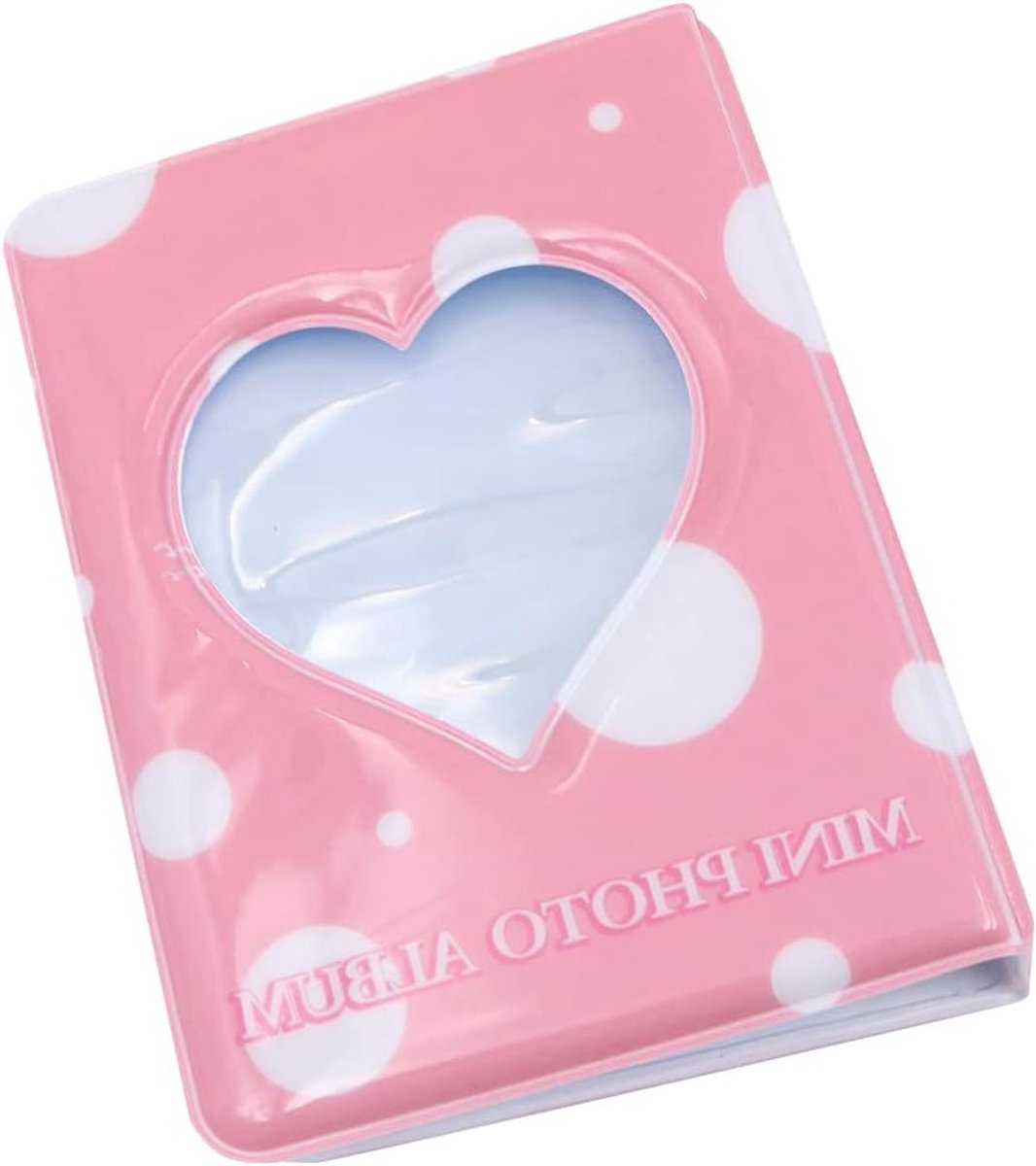 Compact Mini Fotoalbum voor 3 Inch Foto's - Handzaam Slip-On Album in Roze Cirkel met Foto Papier en Binder