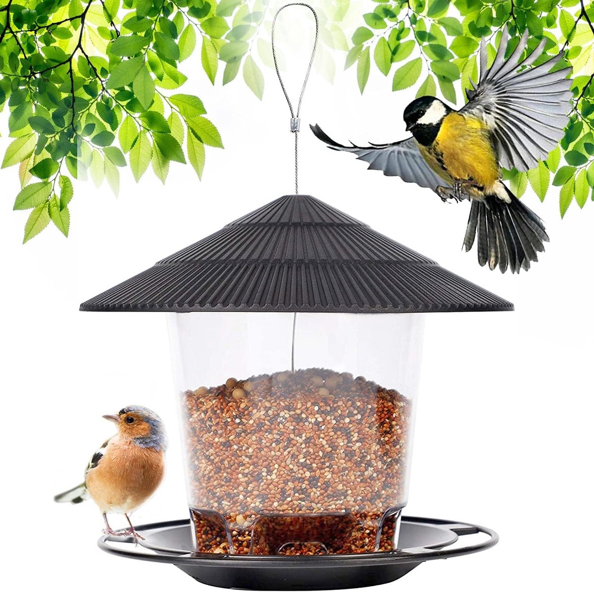 Voederhuis voor Tuinvogels met Zonnebloempitten, Pinda's en Zaadmengsel voor Kleinere Vogels zoals Merels en Huismussen