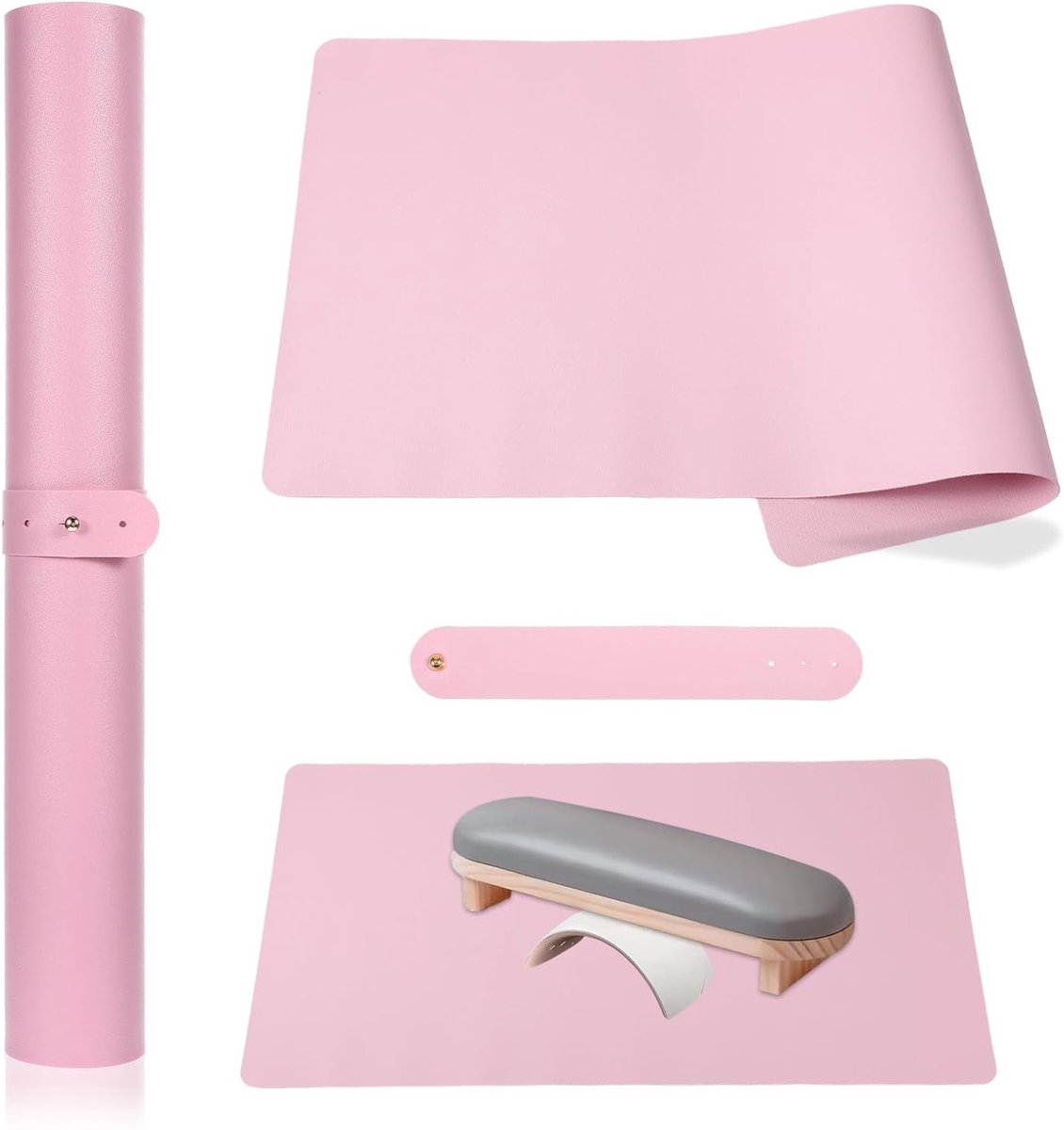 Handkussen voor Nagelstudio - Waterdichte PU Leren Nail Art Arm Pad - Dubbelzijdige Tafelmat voor Nagelontwerp - 60 x 30 cm