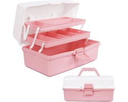 Nexvo® Naaidoos Opbergbox - Naaidoos - Naaikoffer - Roze - 31cmx20cmx15cm