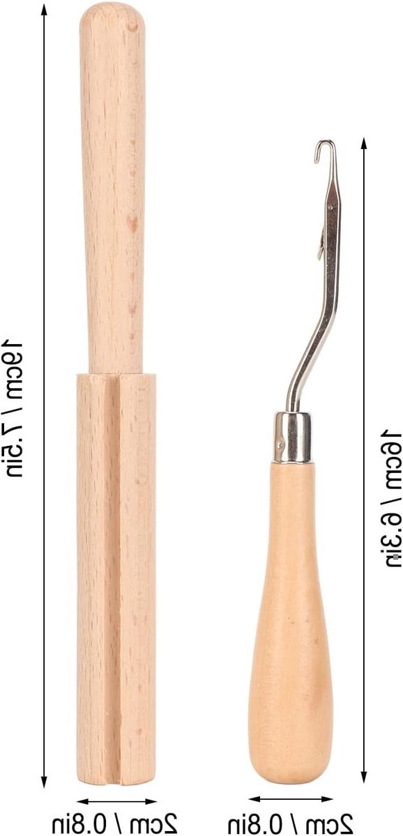 Set van 2 houten gebogen haakgereedschappen voor latch hook, ideaal voor tapijt maken, borduren en haken van Merkloos — afbeelding 5