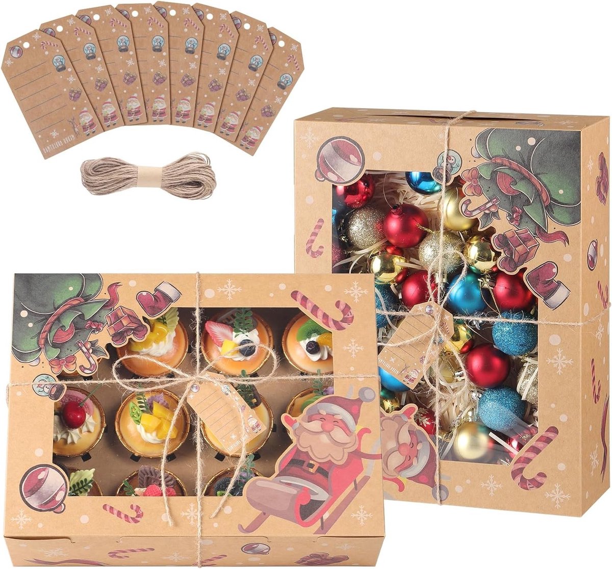 10 Stuks Kerst Cupcake Dozen met Venster - Ideale Verpakking voor Taart, Koekjes en Donuts voor Feestelijke Gelegenheden