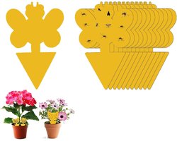 Effectieve Plakvallen voor Fruitvliegen en Muggen, 12 Stuks Gele Stickers voor Binnen en Buiten, Bescherming van Planten tegen Vliegende Insecten en Schimmel