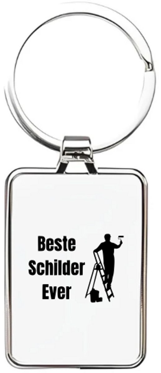 Hacebo® - Beste schilder ever sleutelhanger rechthoekig - Schilder - Verver - sleutelhangers - verf - kwasten - schilderen - beroep - rechthoekige sleutelhanger - 3 x 7.8 CM