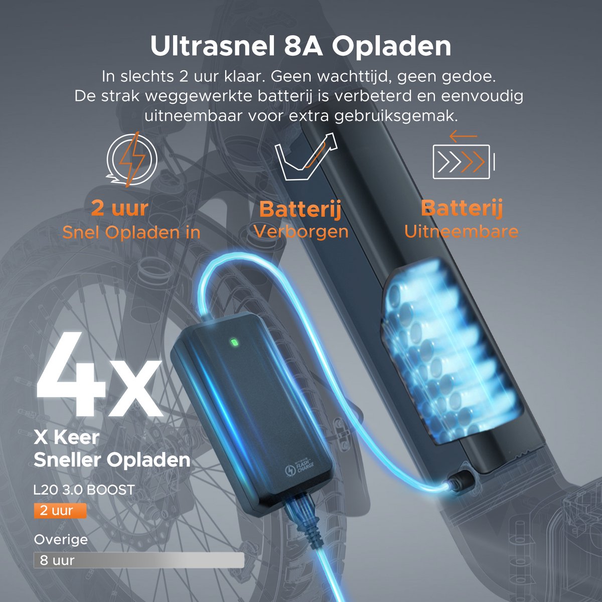 ENGWE L20 3.0 Boost Elektrische fiets - Actieradius 135km - Verwijderbare batterij 48V13.5Ah - Motor 250W - Shimano 7 versnellingen - Hydraulische schijfremmen - 20 Inch Commuter E-Bike - Fatbike - Zwart – foto 4
