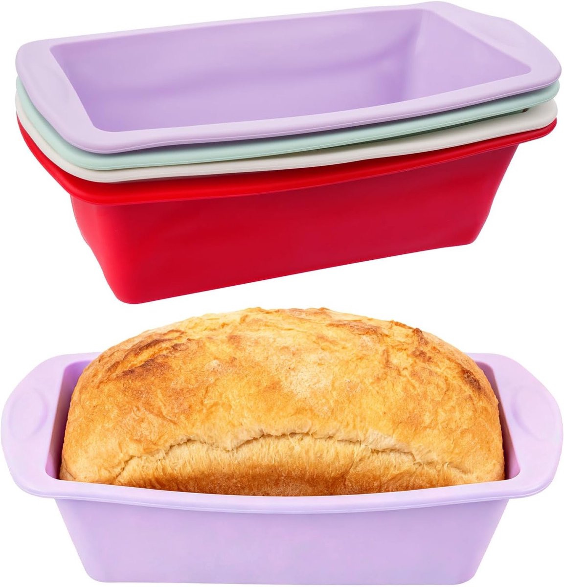 Set van 4 Rechthoekige Siliconen Bakvormen voor Brood en Cake