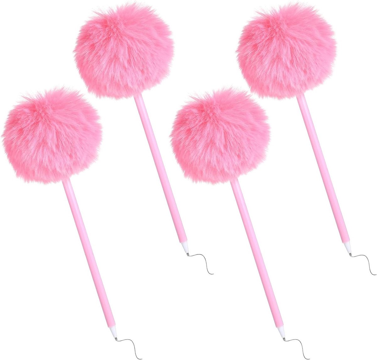 Grappige balpennen voor meisjes, schattige roze pomponpennen, pluizige pennen voor school en kantoorbenodigdheden, perfect als cadeau