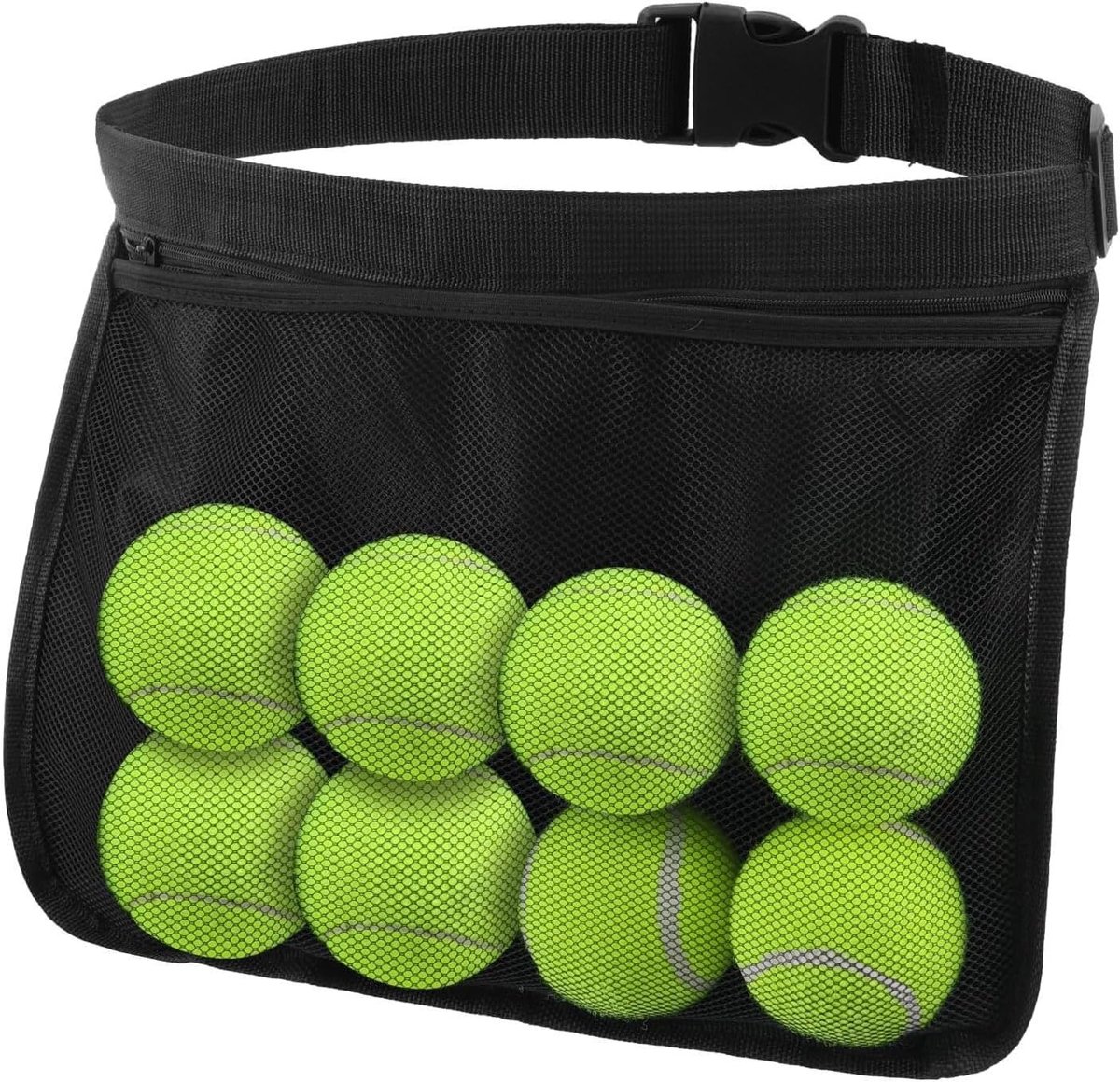 Verstelbare Pickleball Tas voor Tennisballen, Mesh Heuptas, Geschikt voor 8-10 Ballen, Lichtgewicht en Comfortabel voor Tennis, Pickleball en Golf.