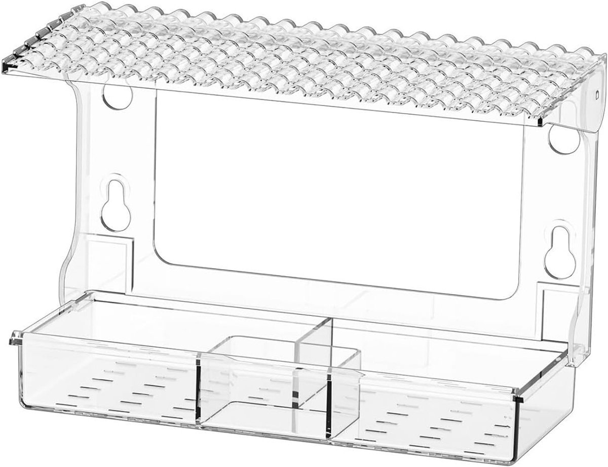 Vogelvoederhuis met 3 Compartimenten voor Buiten - Ideaal voor Tuin en Vogelspotten, Inclusief Waterbak en Voedselplekken
