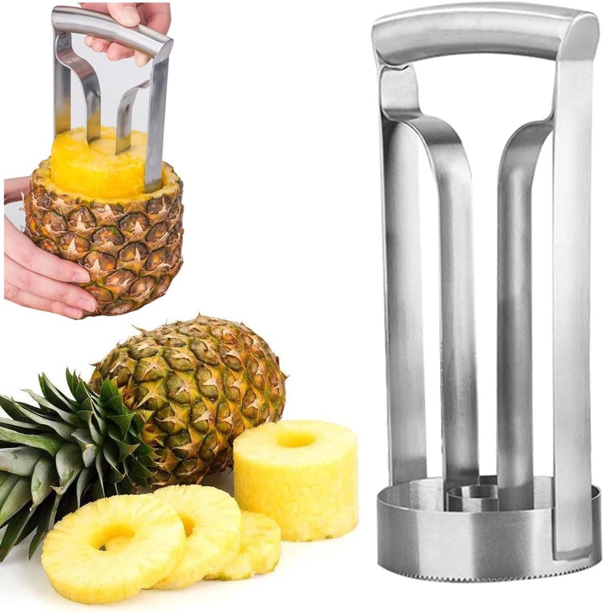 RVS Ananas Snijder en Corer - Efficiënte Fruitparker voor Thuis en Horeca, 7 * 3.9 * 3.1