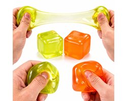 Ice Cube Mega Stressbal - 3 pack - Oranje en Geel - 3 cm groot - Fidget - Squeeze - Fopartikel - Schoencadeautje - Relax - Pocketformaat - Voor onderweg