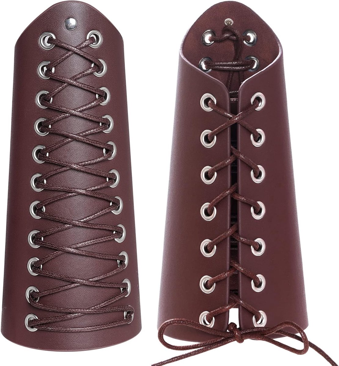 JeiibrZui Leder Armschienen Middeleeuws Kostuum - 17,8 Cm - 1 Paar Verstelbaar - Zwart Bruin